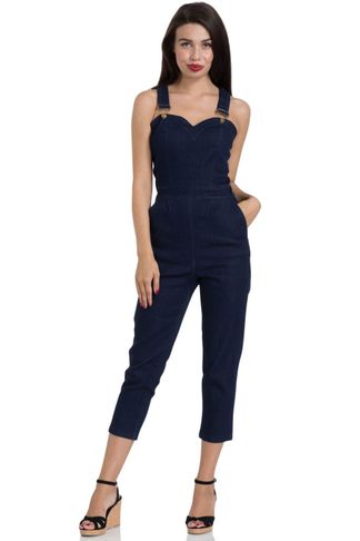 Connie Fitted Capri Overalls Denim