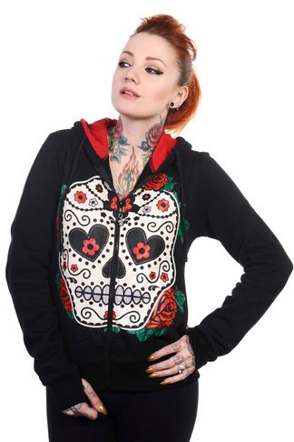 SUGAR SKULL RED ROSES SWEATER - BANNED