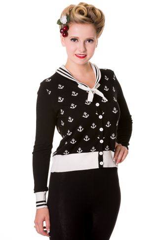 SMALL ANCHORS CARDIGAN - BLACK- Banned
