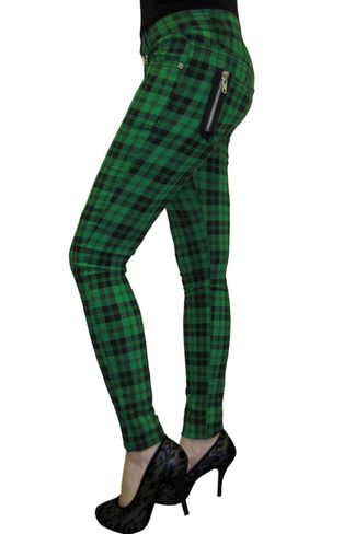 Banned Check skinny Jeans Groen