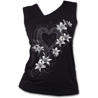 Pure of heart Gathered shoulder slant dames top