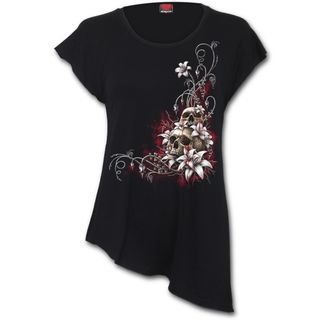 BLOOD TEARS - Raw Neck Asymmetric Viscose Top