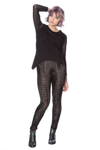 Banned black lace up lycra legging