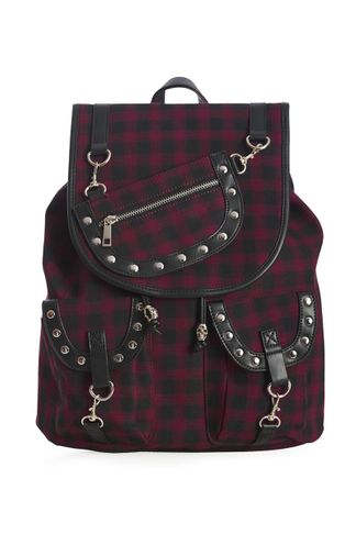 Banned yamy backpack burgundy tartan
