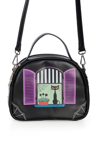 Black window cat schoudertas