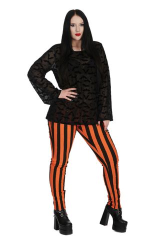 Forever yours striped stretch broek zwart/oranje