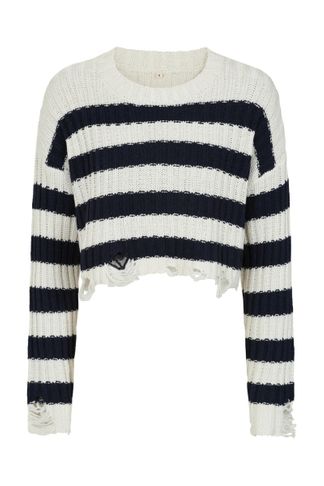 Astrid Gebreide trui navy white stripe