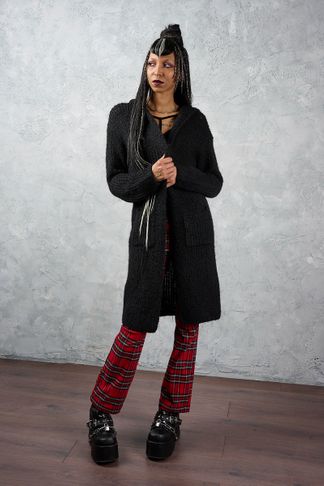 Black blackmoor lang gebreid vest