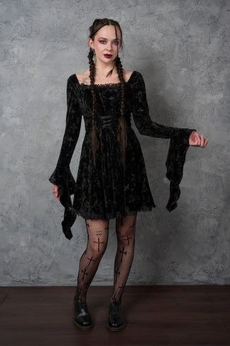 Black sanctum zwart fluwelen jurk