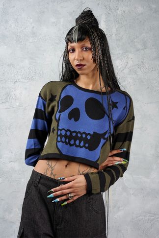 Banned Blue/Green Voidstar Skull Jumper
