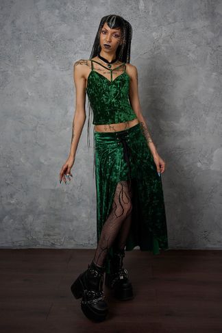 Green sanctum velvet lange rok