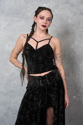 Black Sanctum Velvet Top