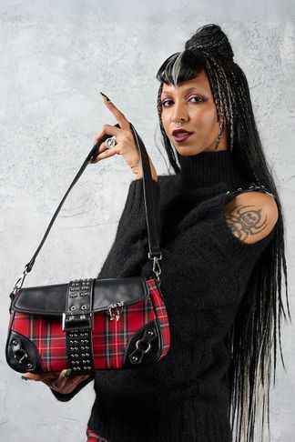 Banned Red Disorder Tartan Bag