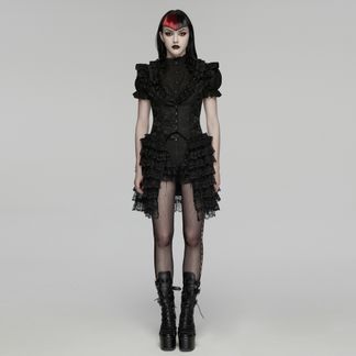 Punkrave Ruffle V-Neck  Goth Layered Skirt Vest