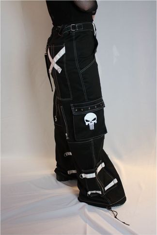 Baggy broek skull zwart/wit