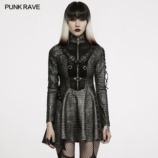 Punk rave Snakebite silver dress