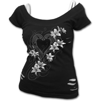Pure of heart 2 in 1 ripped dames shirt in zwart