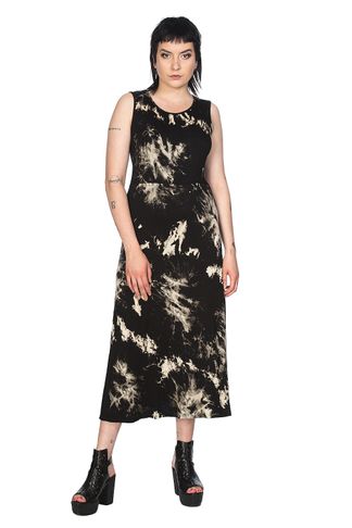 Throw on Tie Dye dress (blk-cream)