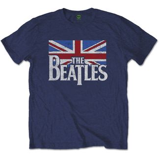 The Beatles Drop T Logo & Vintage flag (navy-blue)