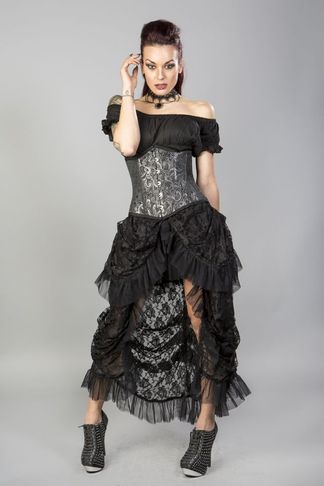 Burleska Candy C-Lock silver brocade Onderborst korset