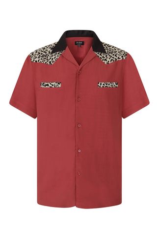 Jeffery contrast leo bowling shirt (red)
