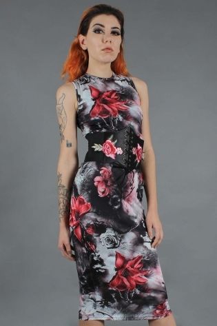 Dark Passions Floral Tie Up Dress