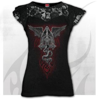 The Dead kant gelaagde cap sleeve top