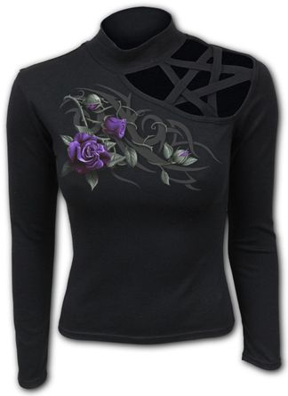 Tribal rose pentagram longsleeve dames top