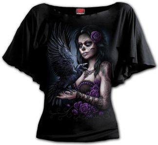 DOTD RAVEN - Boat Neck Bat Sleeve Top Black