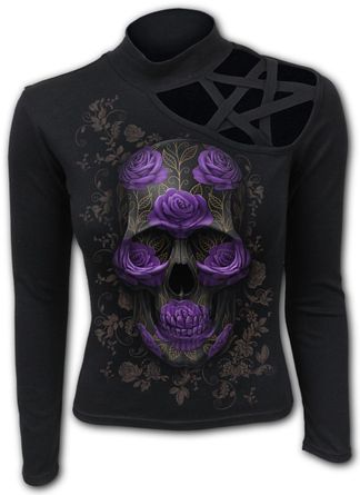 Ornate skull pentagram longsleeve top