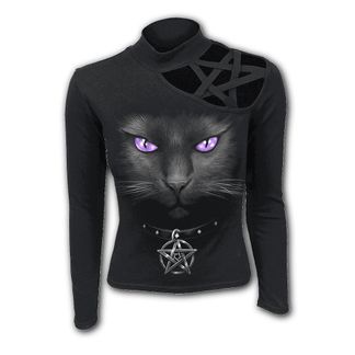 Black cat pentagram top