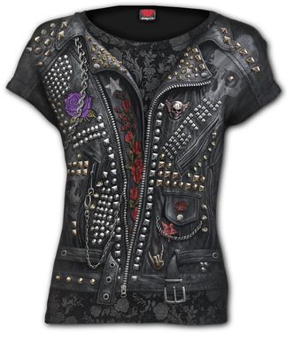 Goth metal allover geprinte dames top