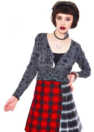 Skull stamp cardigan vest grijs