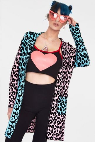 Multi-Pastel Leopard Print Cardigan