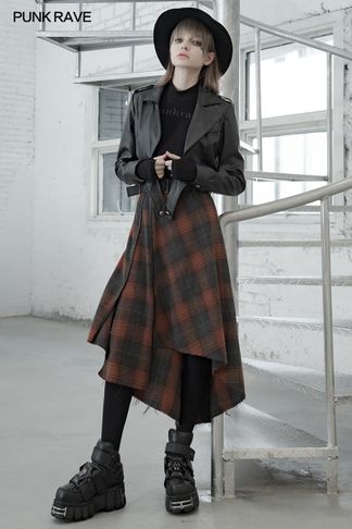 Tartan skirt asymmetric