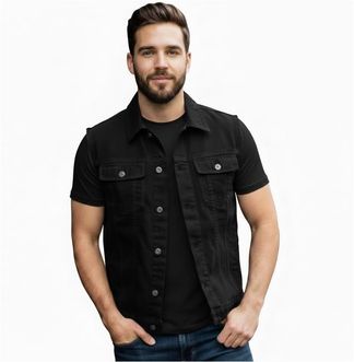  Zwart denim vest jacket Babashop