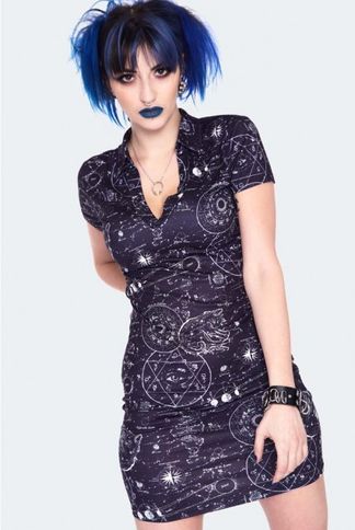 Jawbreaker Alchemy cat print polo jurk