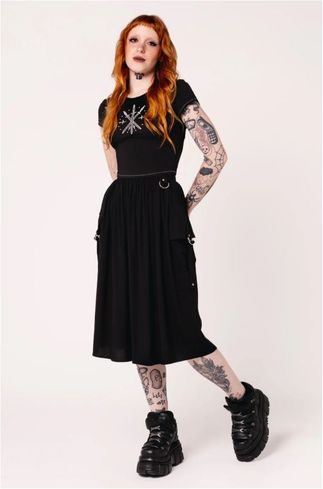 Hell bunny Ashleigh midi rok zwart
