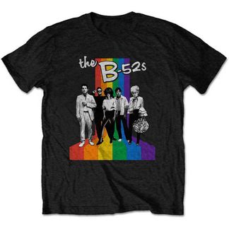 B52s Unisex T-Shirt: Rainbow Stripes (Black)