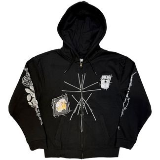 Bring Me The Horizon Unisex Zipped Hoodie: Nailed Symbol (Black) (Back Print)