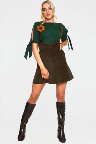 Bo mustard flower corduroy overall skirt