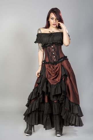 Carnation Victorian maxi rok in (koper kleurig) taffeta