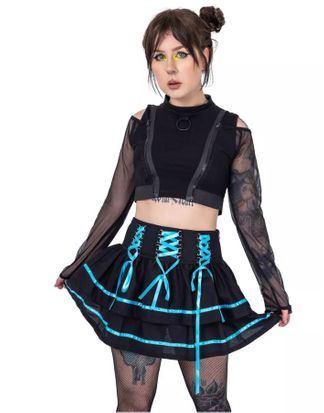 Poizen industries Cyber skirt  blk/blue