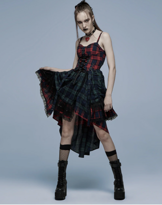 Black&red tartan jurk punkrave