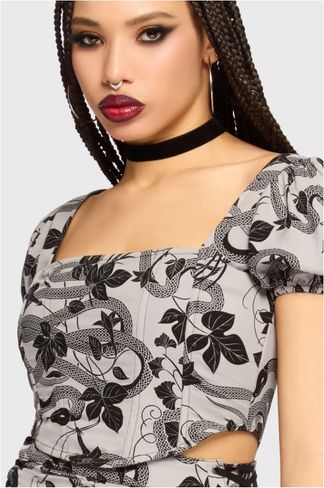 Killstar Venomous rose puffed sleeve corset top