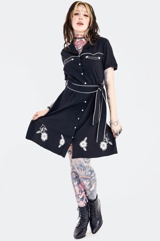 Western flowers  shirt dress