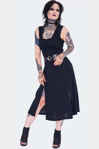 Slashed shoulder dress