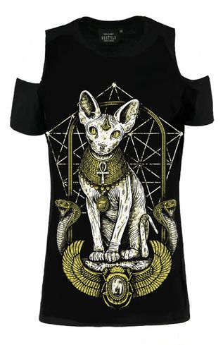 Sphinx cat open shoulder top