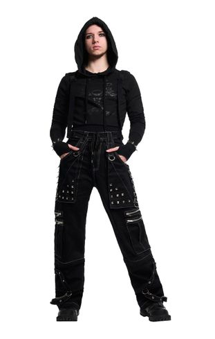 Eyes on you black stud and ring trouser