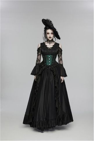 Punkrave WS-878 Gothic rose corset top green